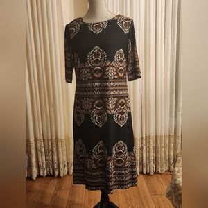 Dark blue brown floral dress